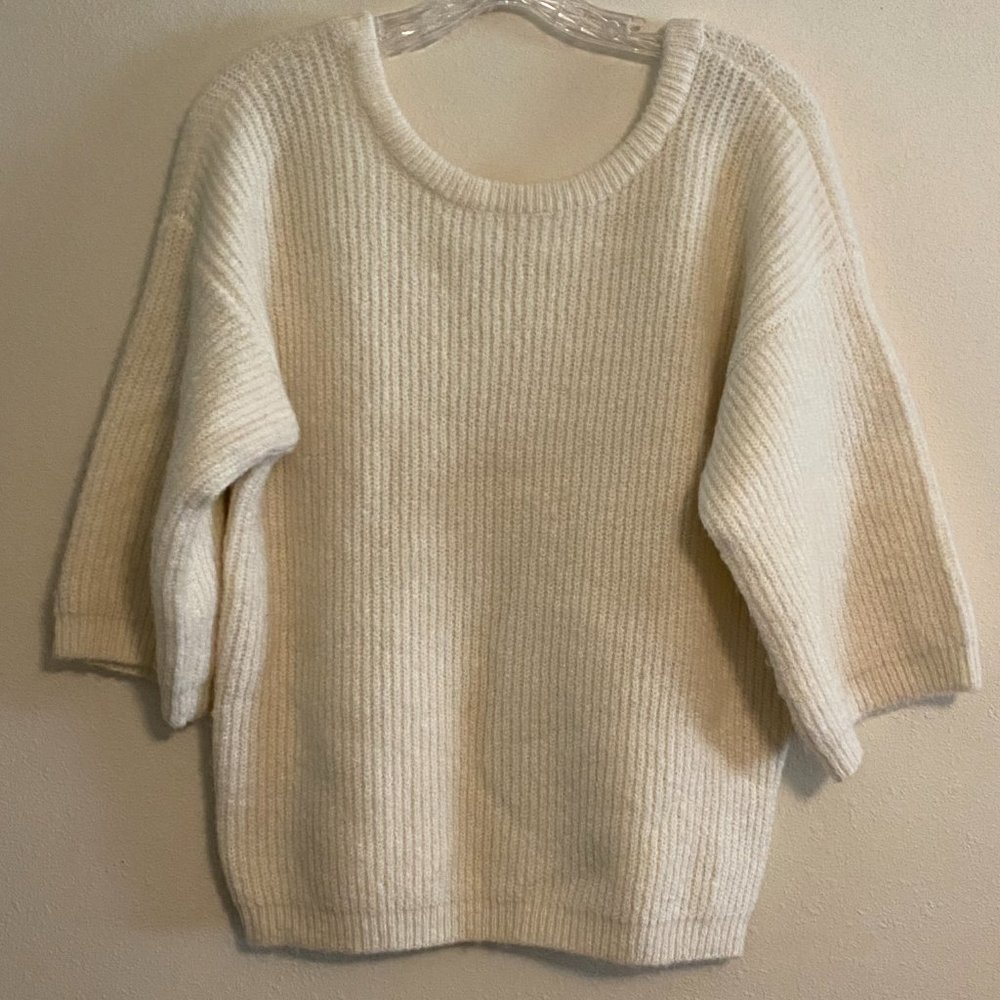ASOS White Wool Blend Sweater size 2 Oversized, Lace Back Detail